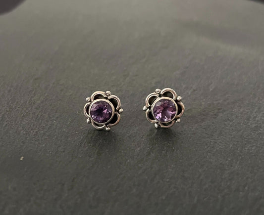 Amethyst Round Stud Earrings image 0