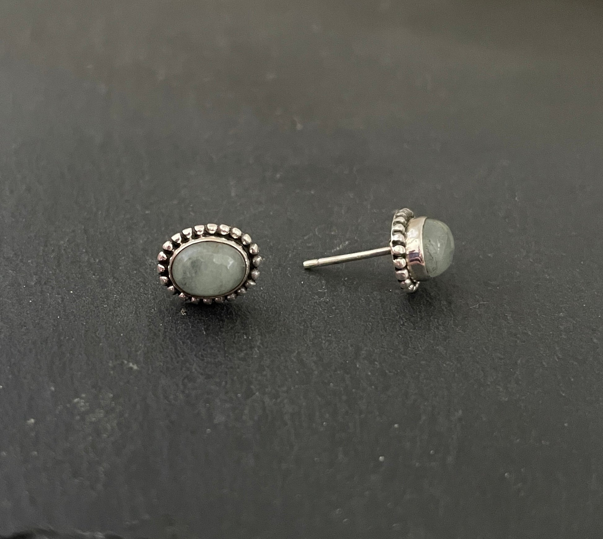 Aquamarine Oval Stud Earrings image 1