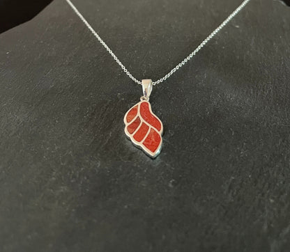 Coral and Silver Pendant image 1