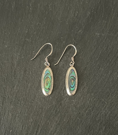 Paua Shell Long Oval and Silver Earrings image 0