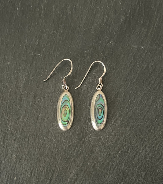 Paua Shell Long Oval and Silver Earrings image 0