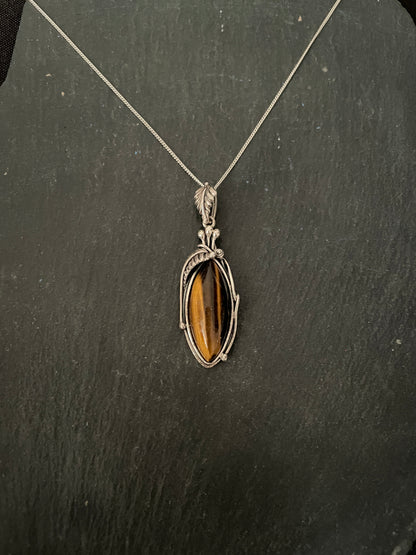Tiger's Eye and Silver Design Pendant image 0