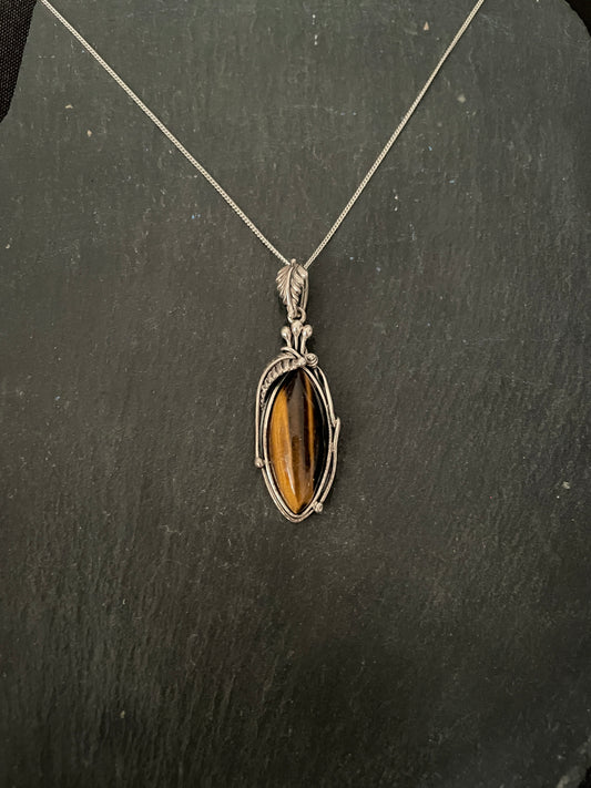 Tiger's Eye and Silver Design Pendant image 0