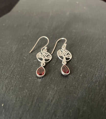 Tree of Life Garnet Earrings image 1
