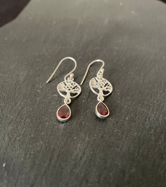 Tree of Life Garnet Earrings image 1