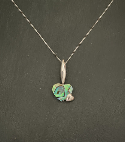 Paua Shell Heart and Silver Pendant image 0