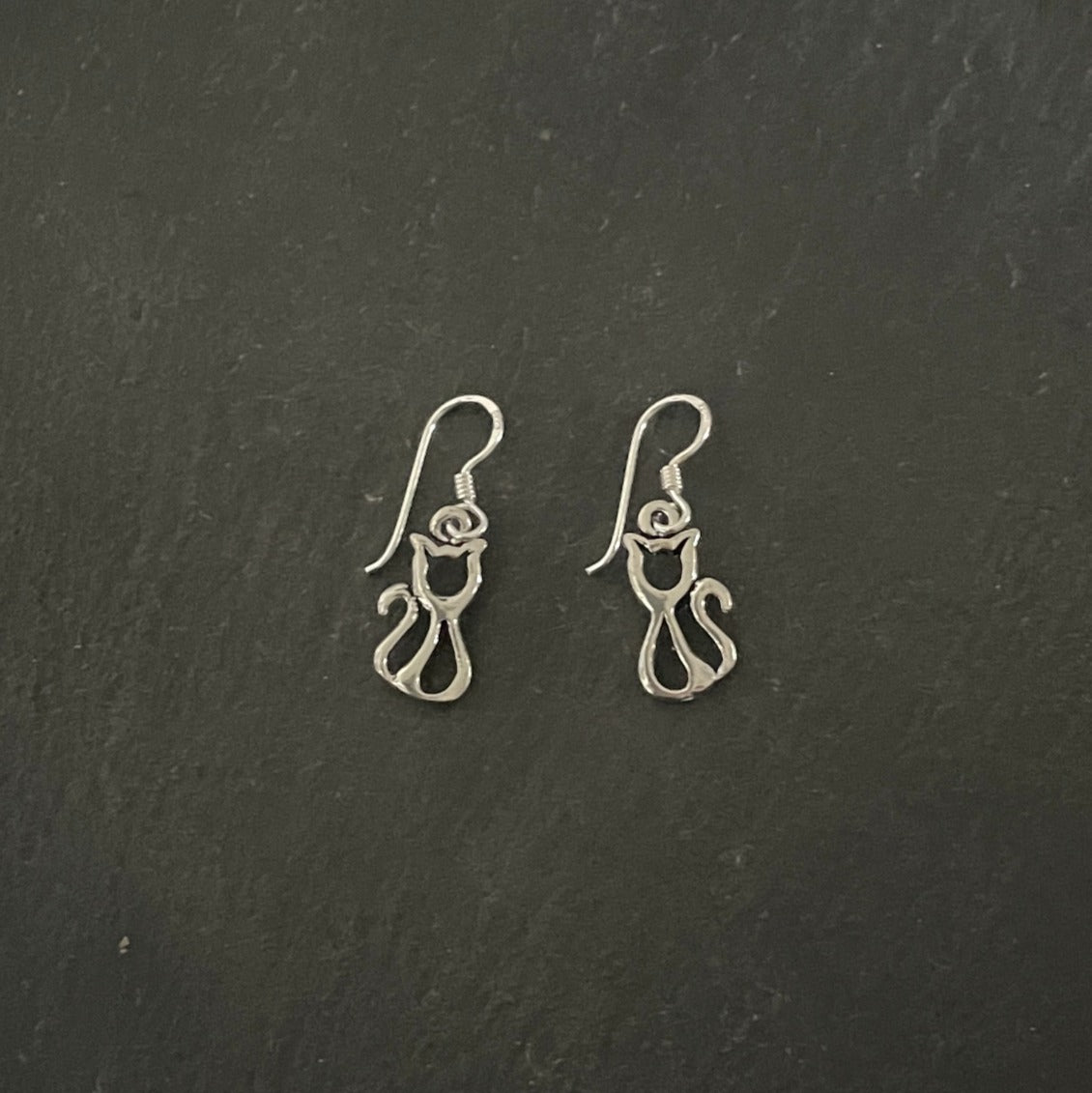 Silver Cat Earrings image 0