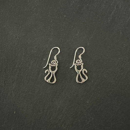 Silver Cat Earrings image 0