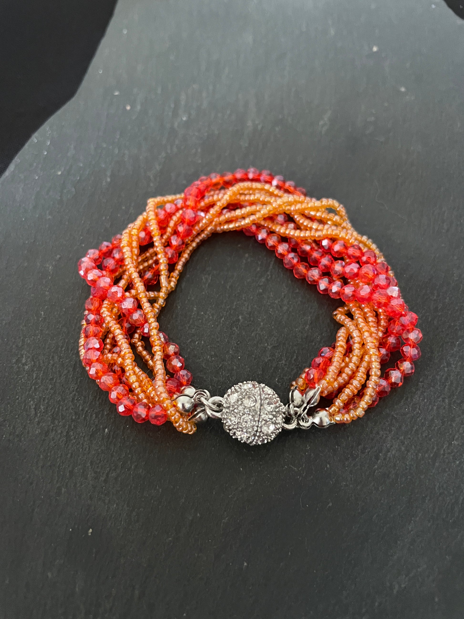 Red Multi Row Coloured Round Bead Bracelet image 0