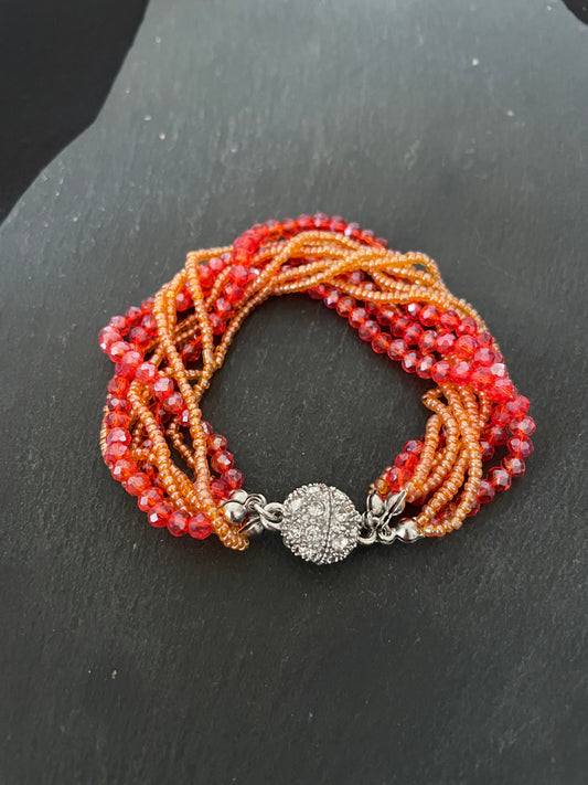 Red Multi Row Coloured Round Bead Bracelet image 0