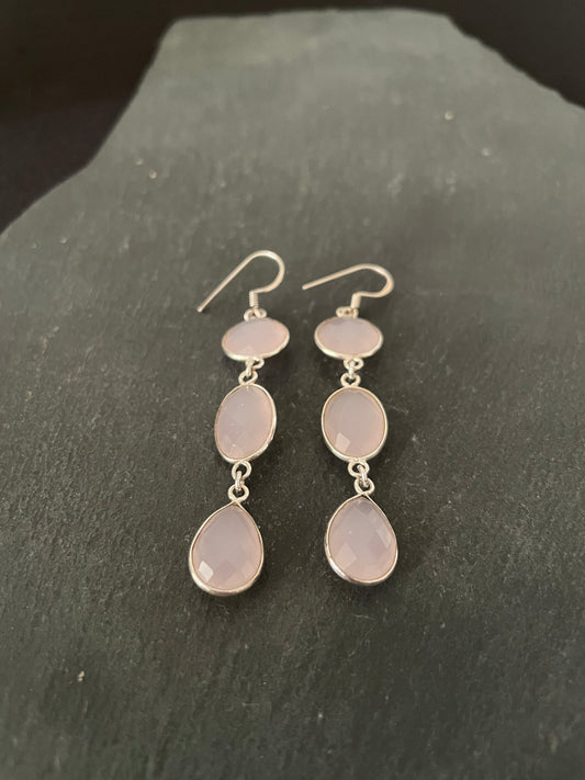 Rose Quartz and Silver Earrings image 1