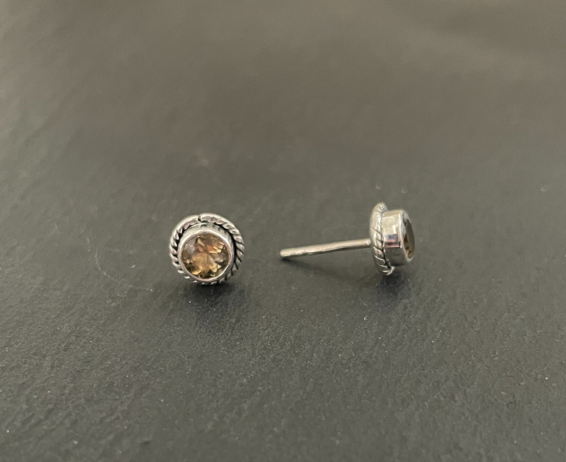 Citrine Round Stud Earrings image 1