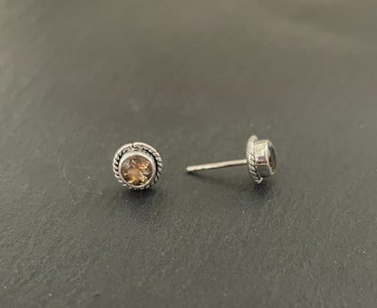 Citrine Round Stud Earrings image 1