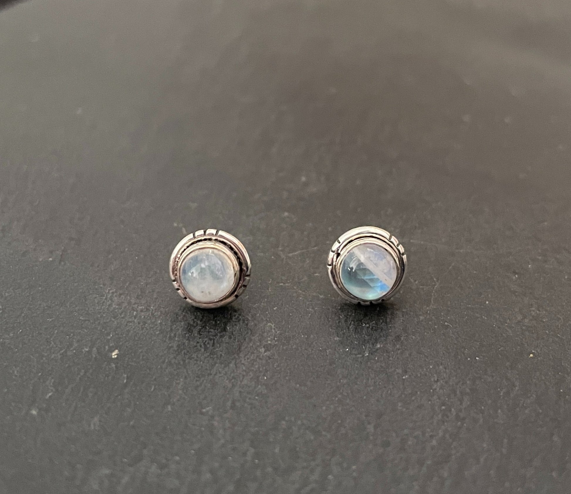 Round Moonstone Studs image 0