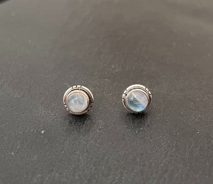 Round Moonstone Studs image 0