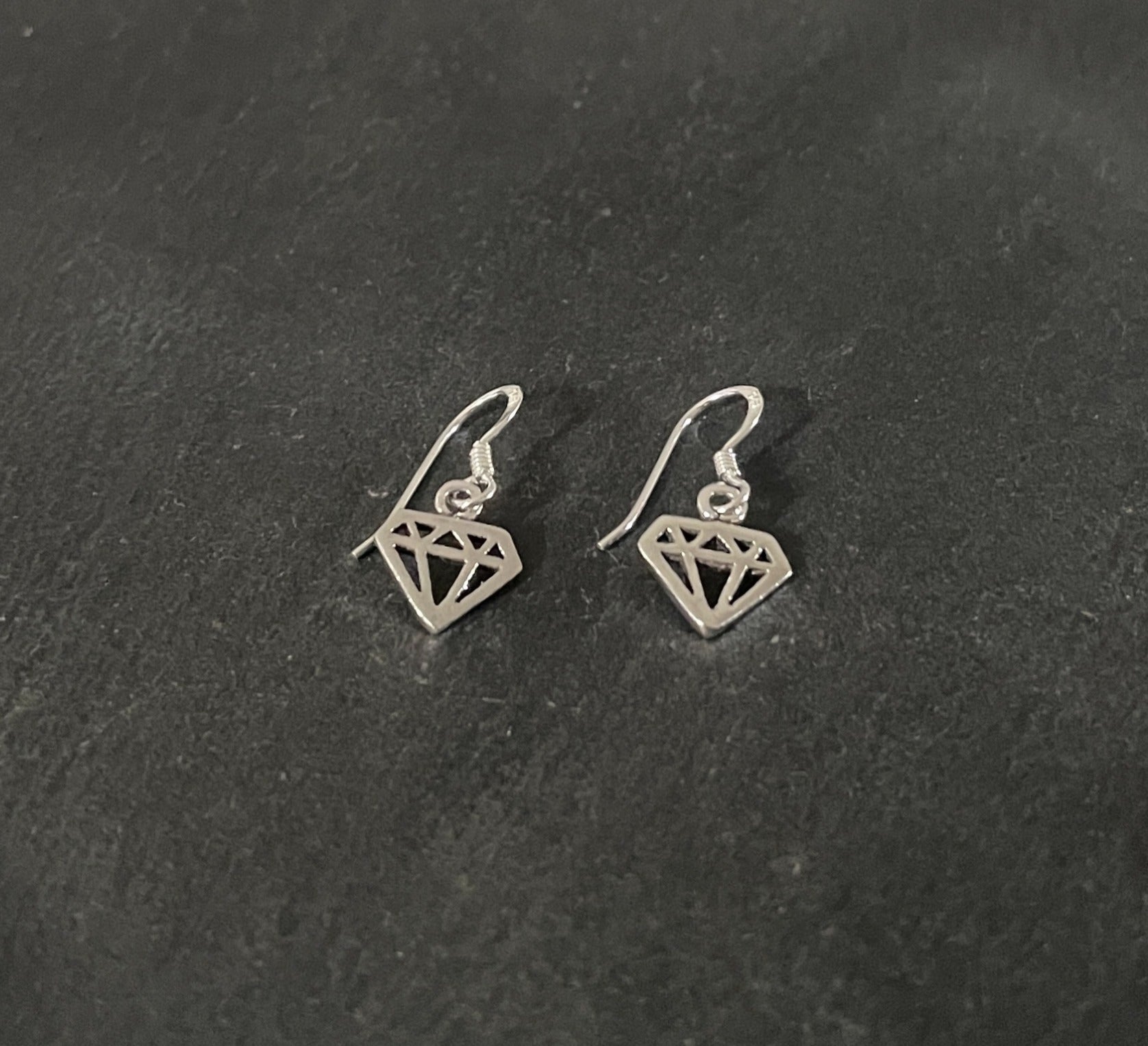 Silver Diamond Shaped Earrings image 1