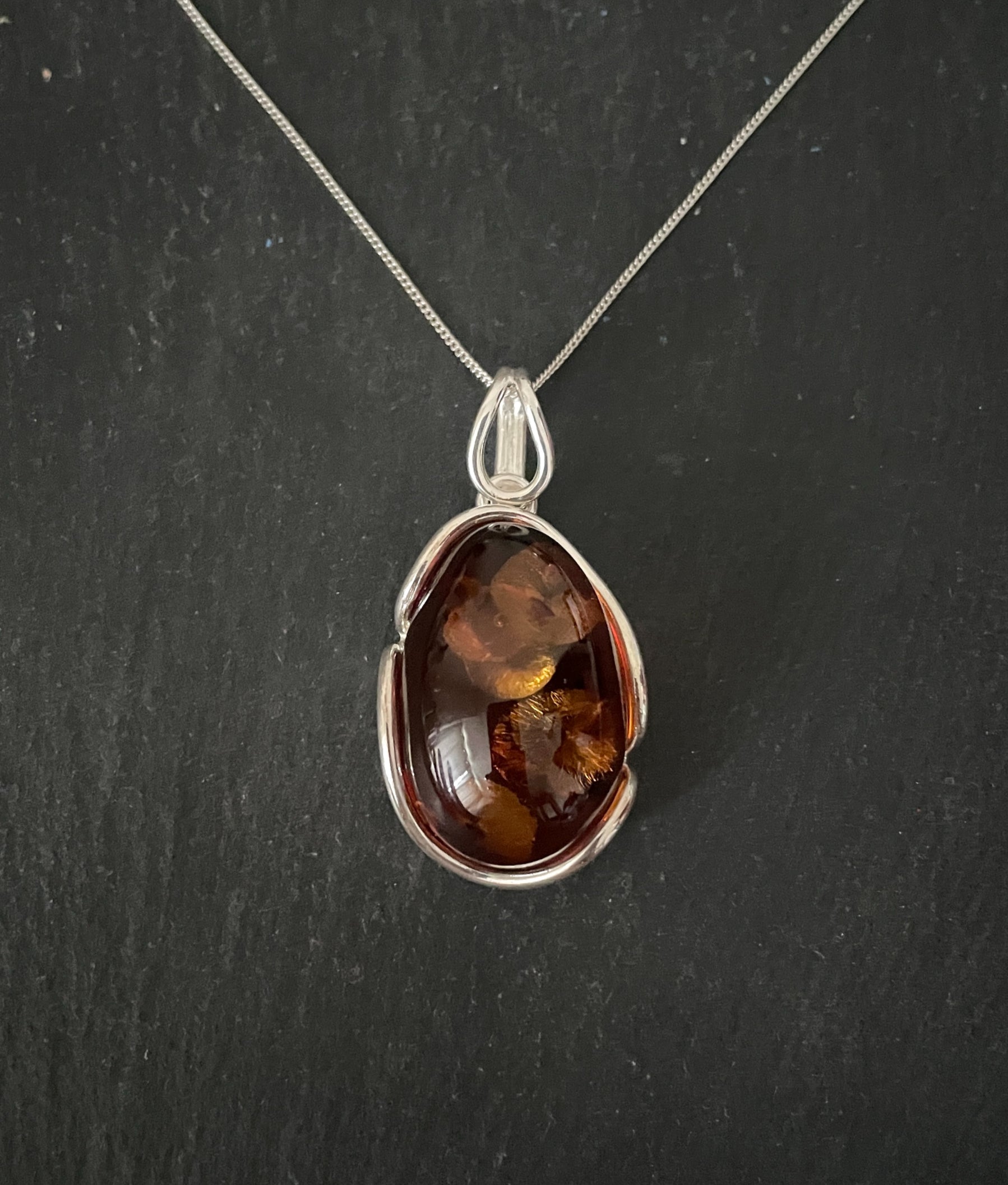 Amber Pendant with Handmade Silver Pendant image 0