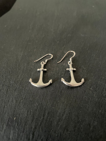 Silver Anchor Earrings image 1