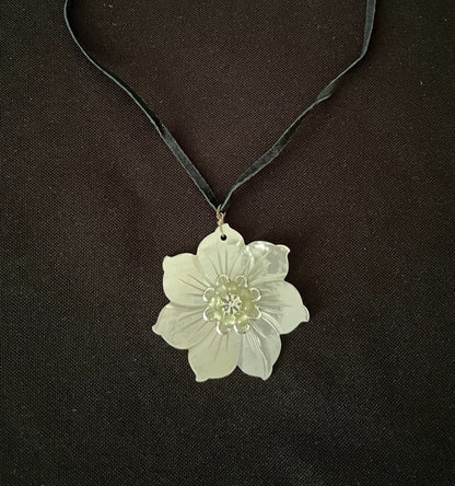 Mother of Pearl and New Jade Flower Necklace image 0