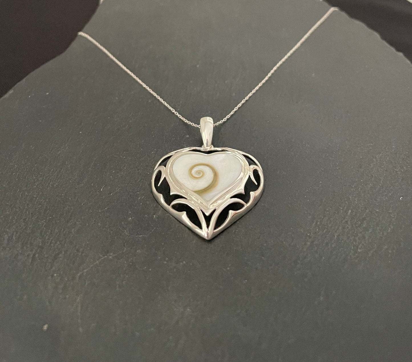 Shiva Shell and Silver Heart Pendant image 1