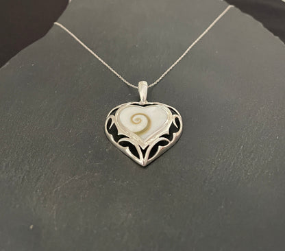 Shiva Shell and Silver Heart Pendant image 1