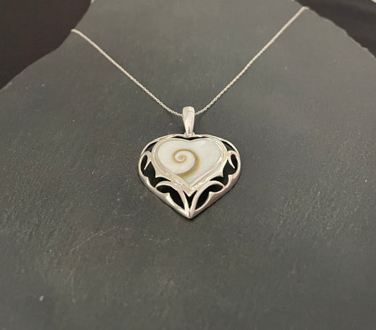 Shiva Shell and Silver Heart Pendant image 1