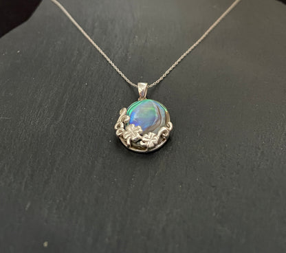 Paua Shell and Silver Oval Pendant image 1