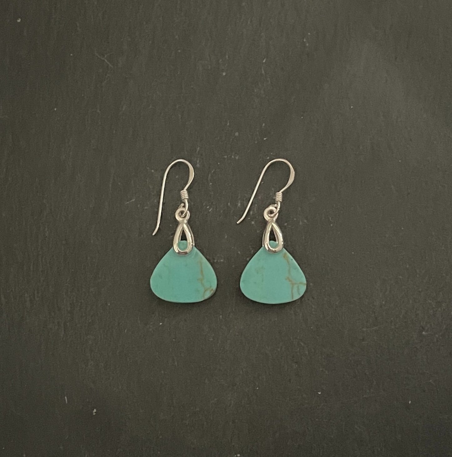 Turquoise and Silver Triangle Drop Earrings image 0