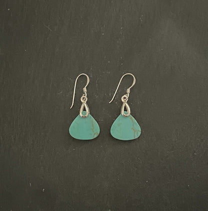 Turquoise and Silver Triangle Drop Earrings image 0