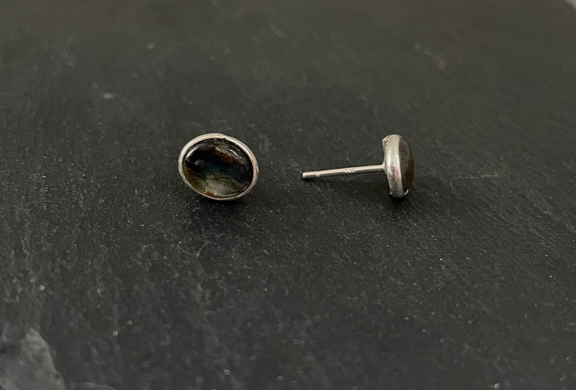 Labradorite Oval Stud Earrings image 1