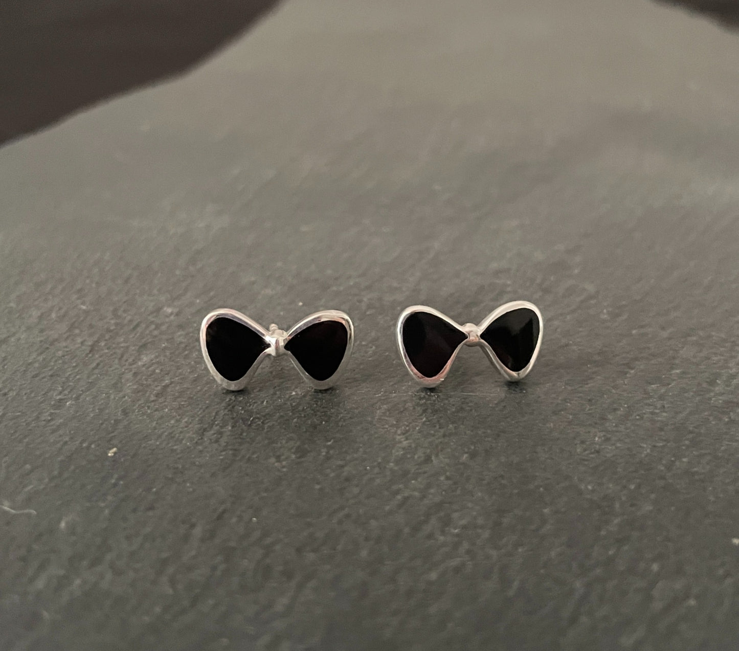 Black Onyx Bow Stud Earrings image 0