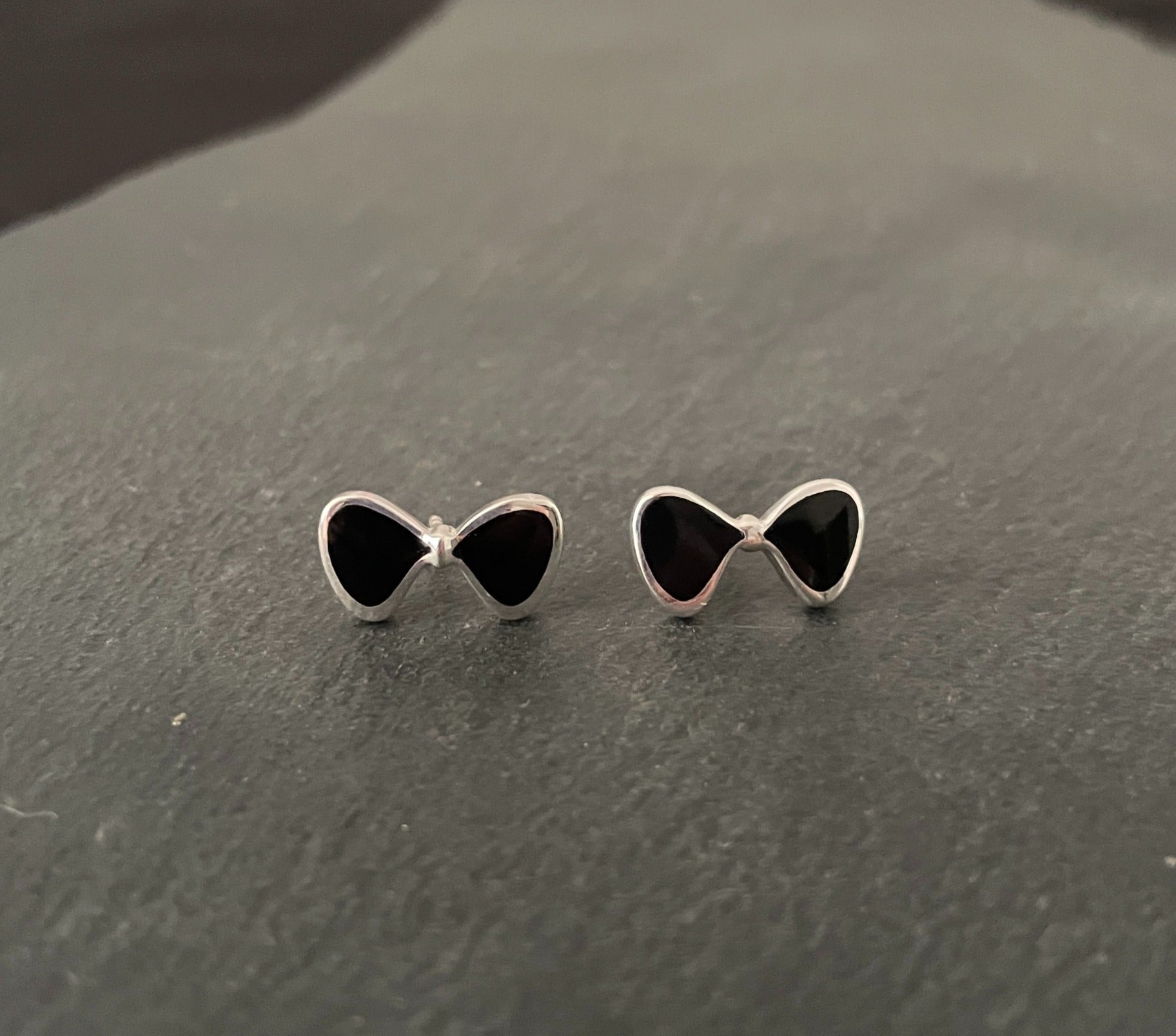 Black Onyx Bow Stud Earrings image 0