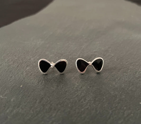Black Onyx Bow Stud Earrings image 0