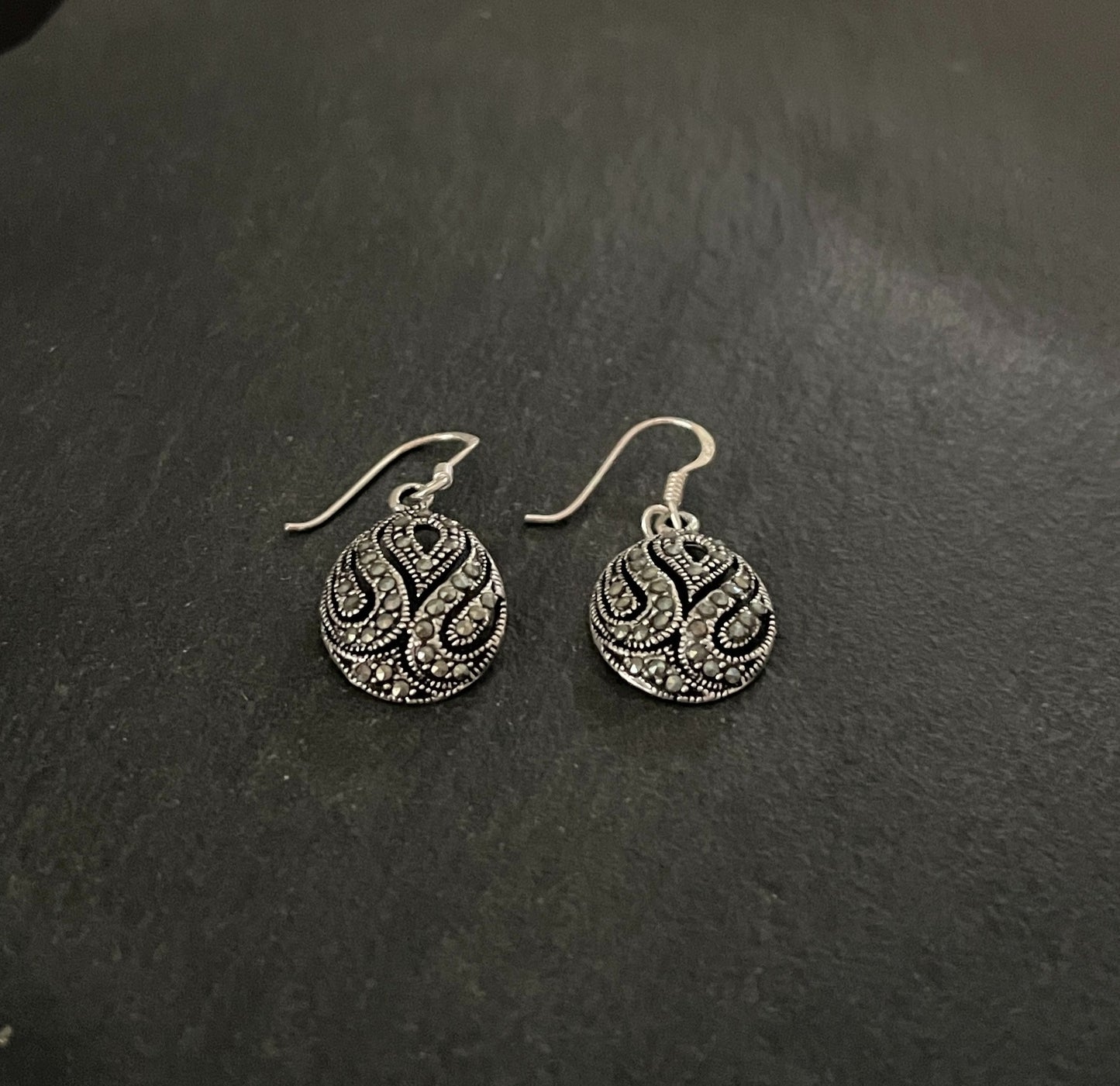 Oval Marcasite Earrings image 1