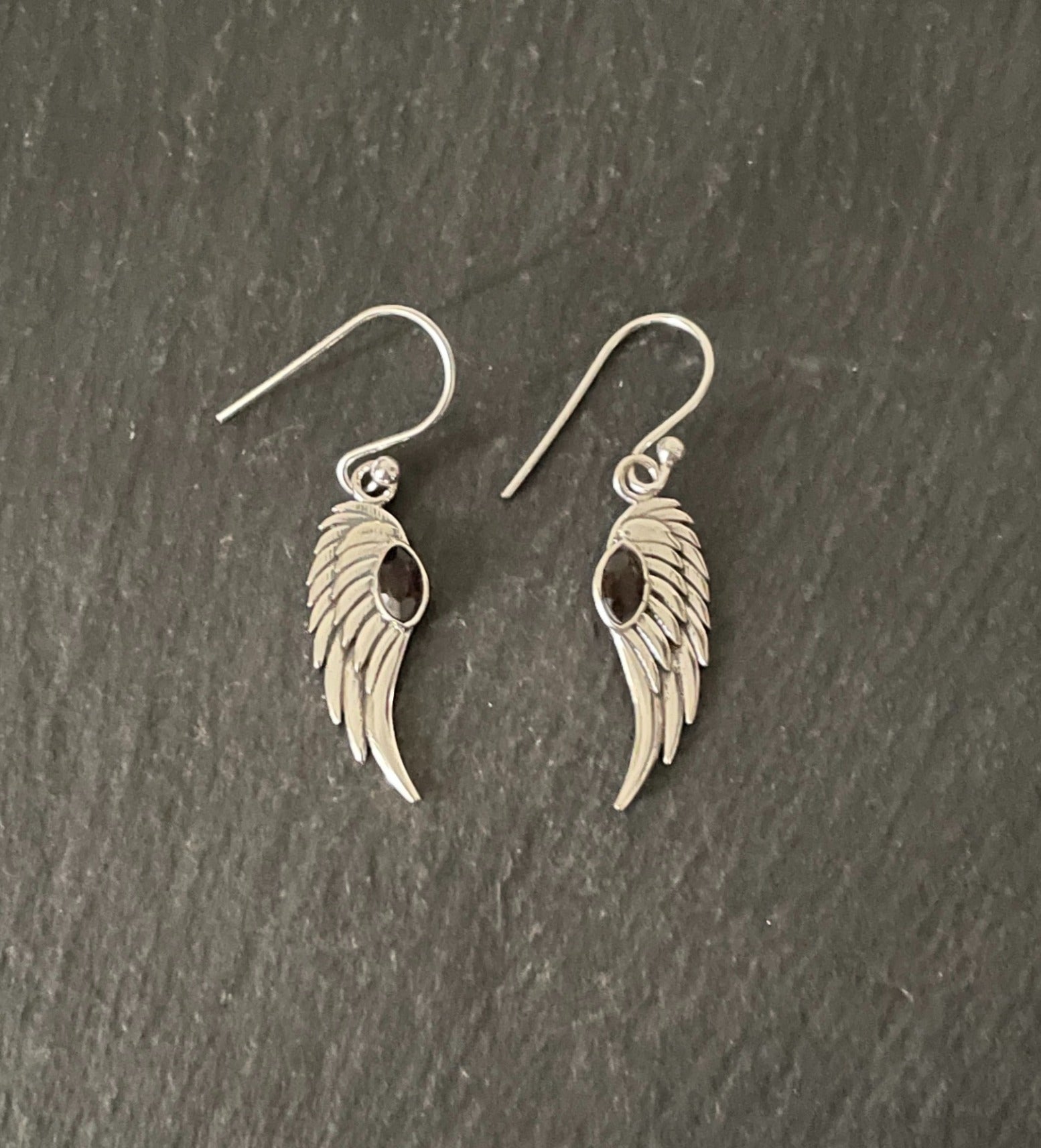 Smokey Quartz Angel Wing Earrings image 0