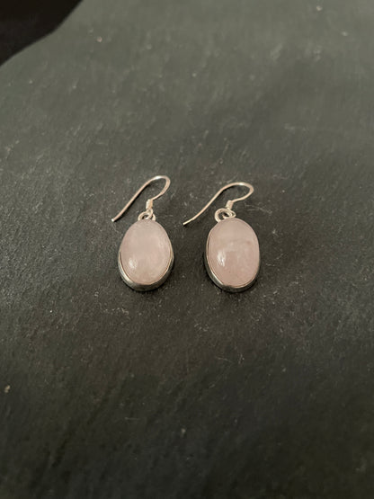 Rose Quartz Oval Earrings image 1
