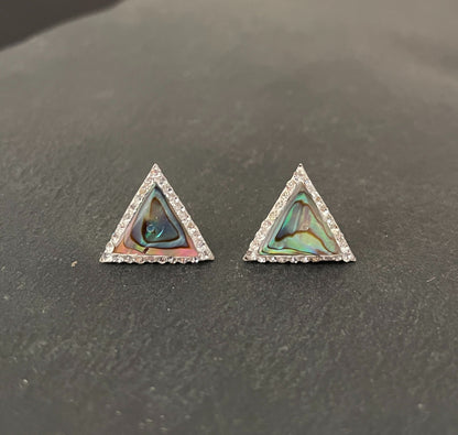Paua Shell and Cubic Zirconia Studs image 0