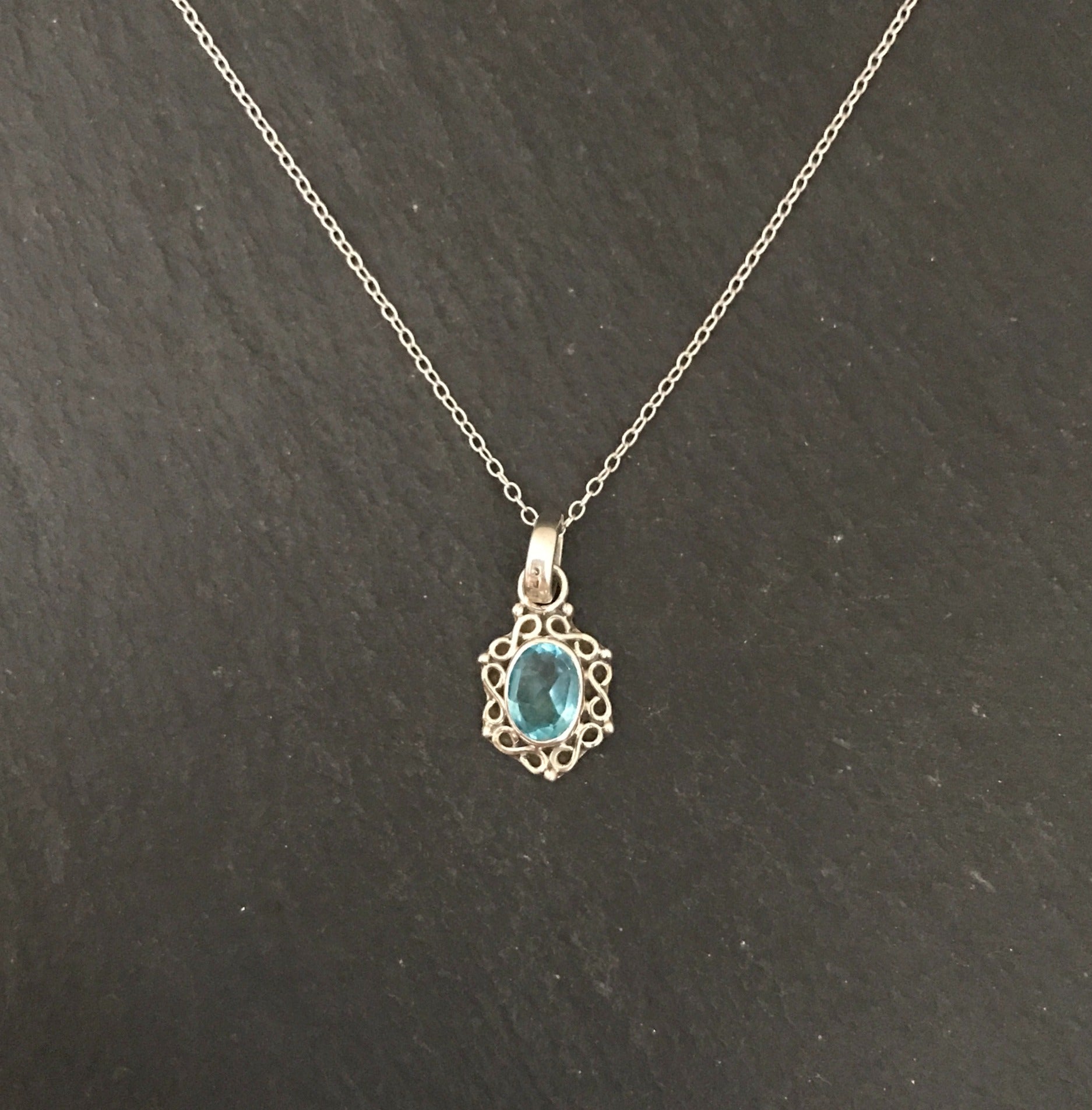 Blue Topaz and Silver Pendant image 1