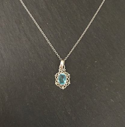 Blue Topaz and Silver Pendant image 1