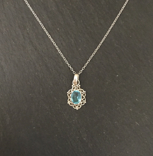 Blue Topaz and Silver Pendant image 1