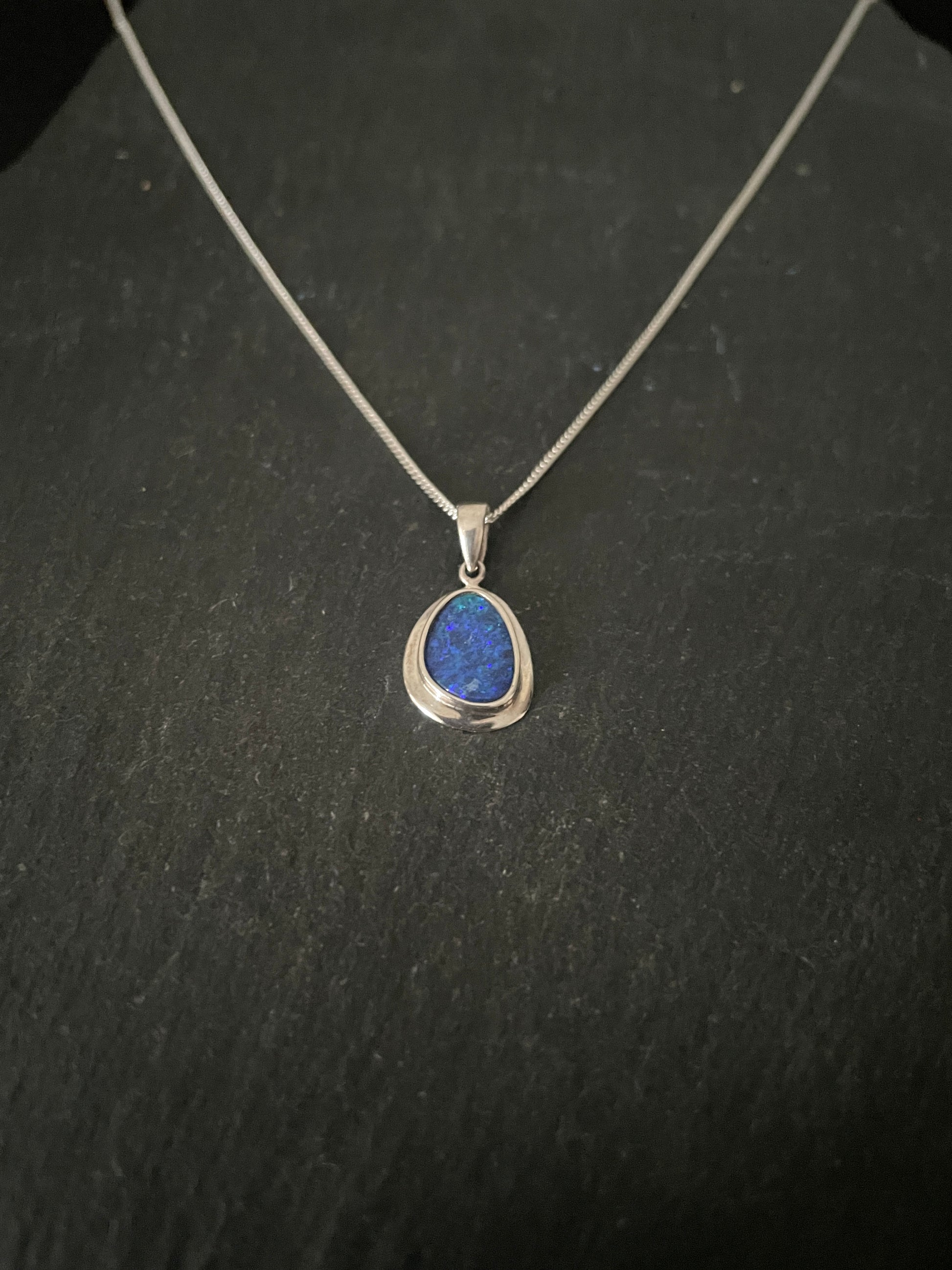 Doublet Opal and Silver Oval Pendant image 1