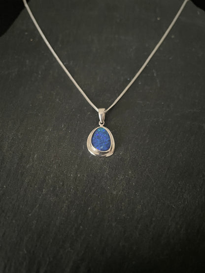 Doublet Opal and Silver Oval Pendant image 1
