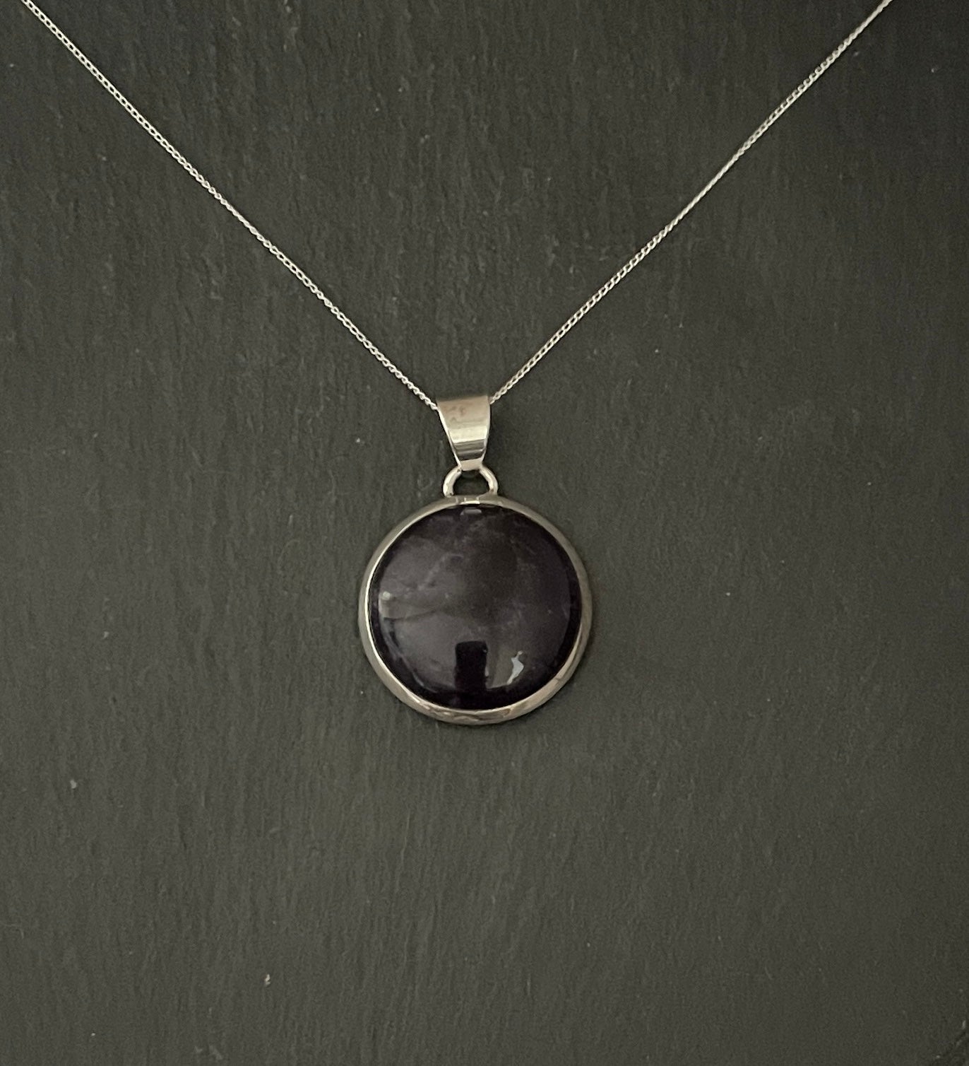 Round Amethyst and Silver Pendant image 3