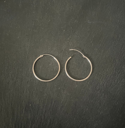 Round Silver Hoops image 0