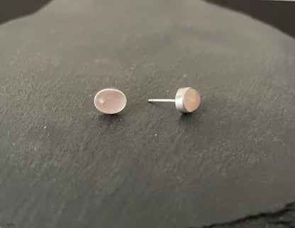 Oval Rose Quartz Studs image 1