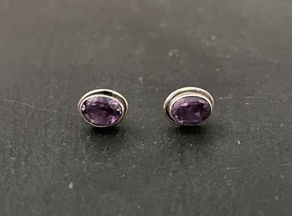 Amethyst Oval Stud Earrings image 0