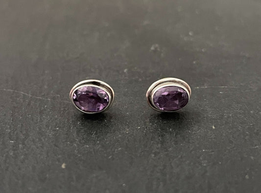 Amethyst Oval Stud Earrings image 0
