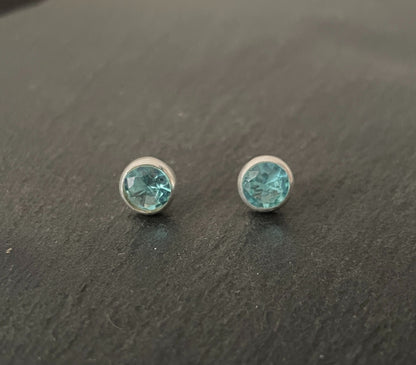 Round Blue Topaz Studs image 0