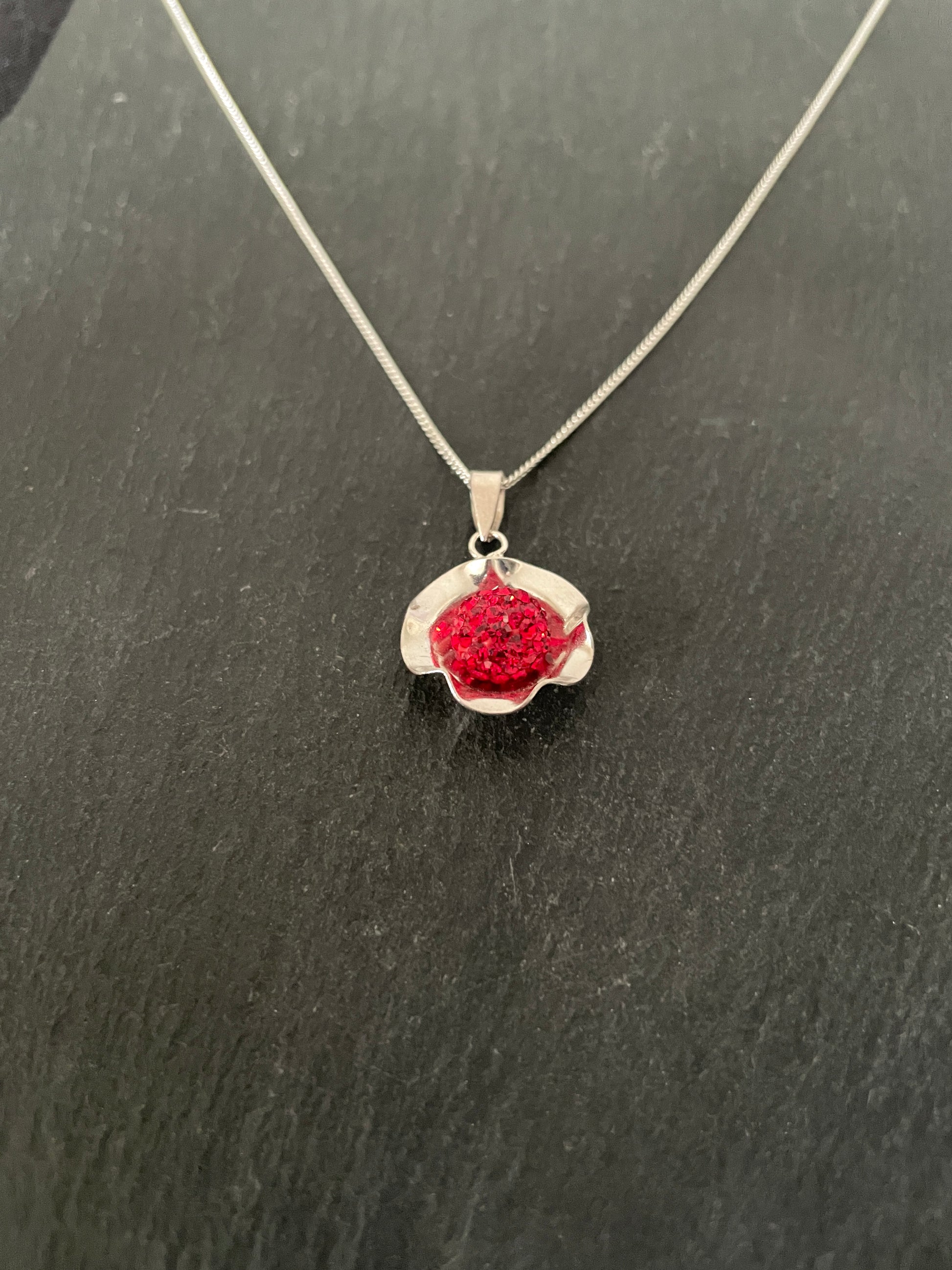 Cubic Zirconia and Silver Flower Pendant image 3