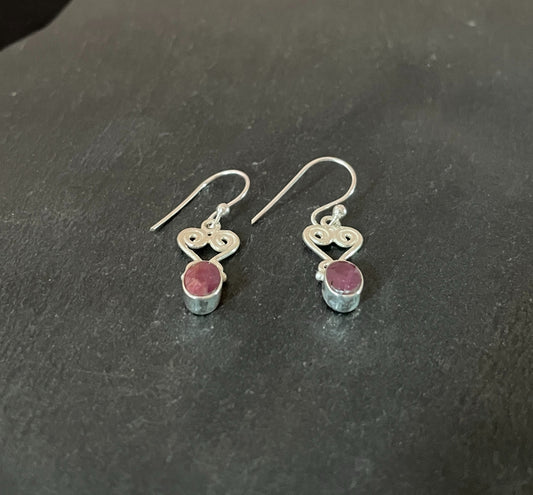 Ruby and Silver Earrings image 1
